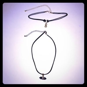 Crystal and Pineapple Black Chokers 🖤⚫️ Set of 2!